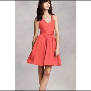 WHITE by Vera wang coral bow back halter dress